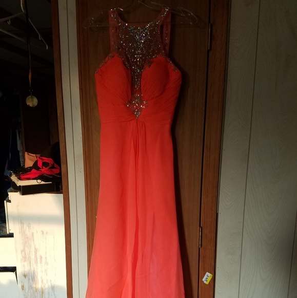 Neon orange and coral dress - Picture 3 of 5